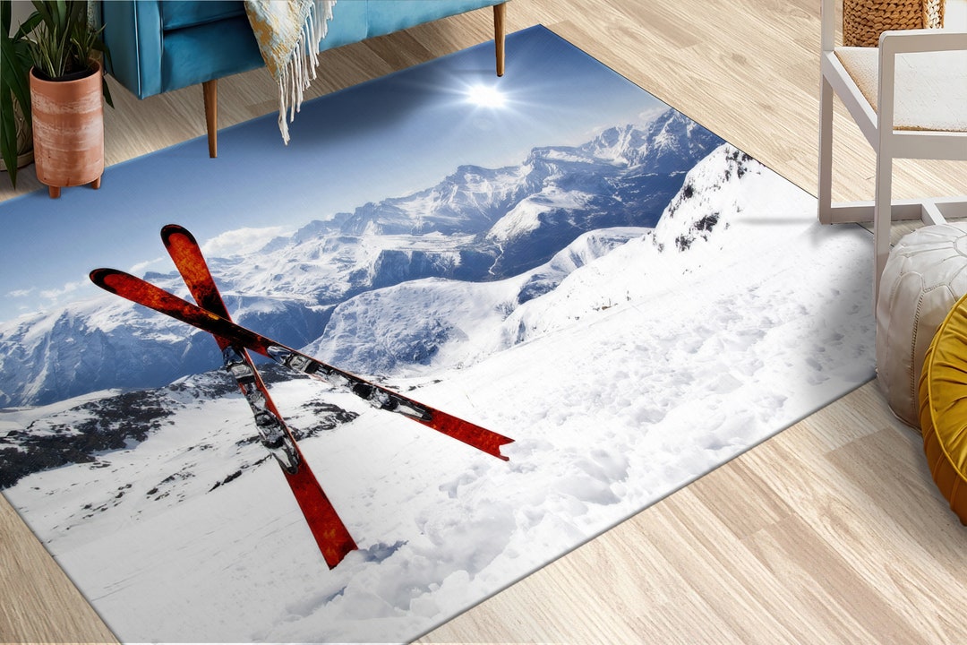 Skiing Rug Ski Rug Winter Landscape Rug Gym Rugs Front Etsy