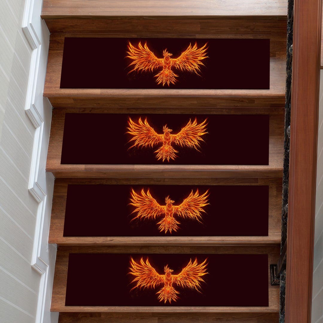 Fire Rugs Custom Phoenix Rugs, Modern Step Rug, Fire Bird Rugs, Animal Rug, Printed Rug ...