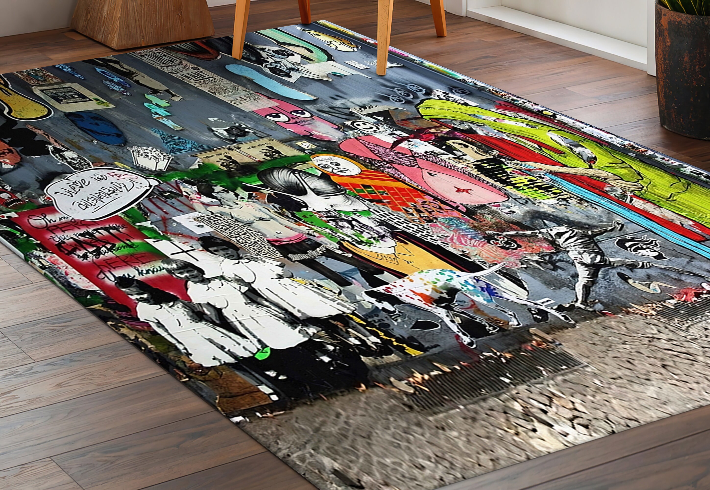 Banksy Graffiti Rug, Abstract Graffiti Rugs, Trendy Rugs, Boy Room Rugs ...