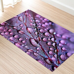 Purple Leaf and Water Drops Rugs, Leaf Rugs, Water Drops Rugs, Botanical Rugs, Office Rug, Car Mat, Kitchen Rug, Entryway Rug, image 9