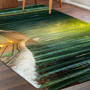 Alfombra Bosque de Bambú, Alfombra Paisaje, Alfombra Kioto, Alfombra de Área, Regalo para Él, Alfombra Antideslizante, Alfombra para Dormitorio, Alfombra Lavable a Máquina, Alfombra Fácil de Limpiar, imagen 6