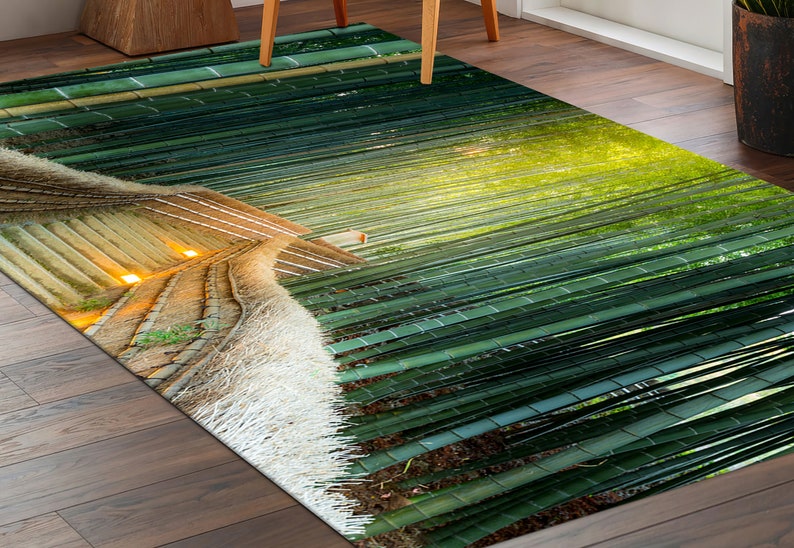 Alfombra Bosque de Bambú, Alfombra Paisaje, Alfombra Kioto, Alfombra de Área, Regalo para Él, Alfombra Antideslizante, Alfombra para Dormitorio, Alfombra Lavable a Máquina, Alfombra Fácil de Limpiar, imagen 6