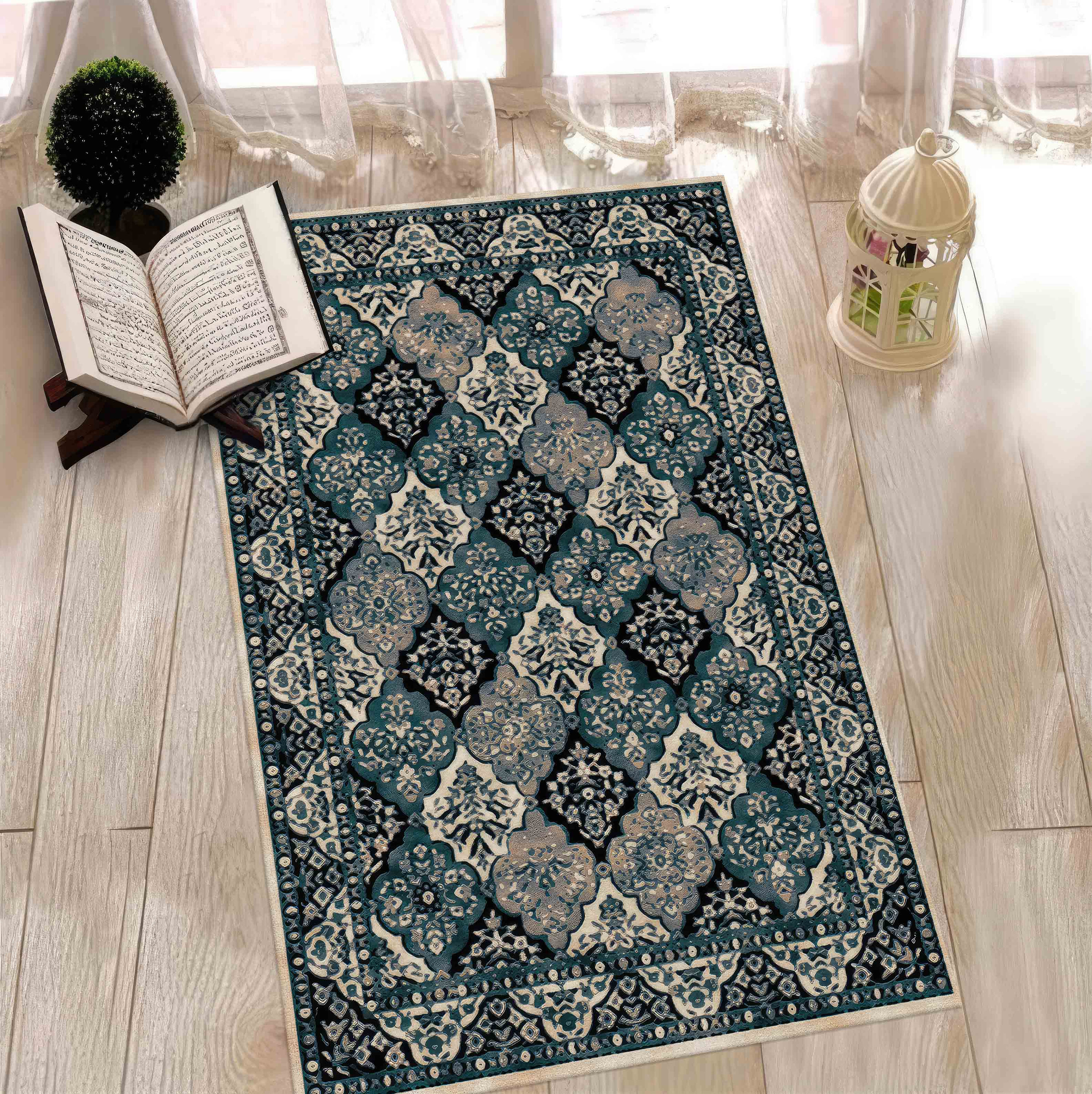 Blue Prayer Rug, Beige Prayer Rug, Worship Rug, Islamic Rug, Spiritual ...