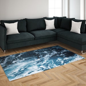 Ocean Waves Chenille Rug, Coastal Home Decor image 7