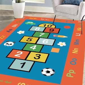 Hopscotch Rug, Educational Rug, Numbers Rugs, Kids Rugs, Accent Rug, Personalized Gifts, Soft Rug, Office Rug, Car Mat, Salon Decor Rug,