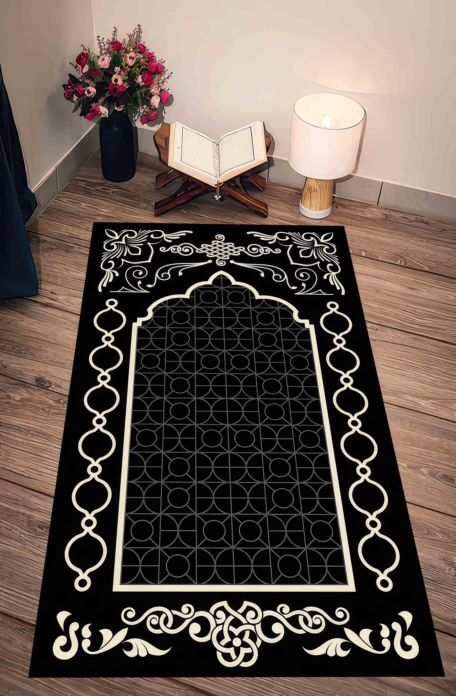 Black Prayer Rugs, Custom Prayer Rugs, Black Prayer, Muslim Home Gift ...