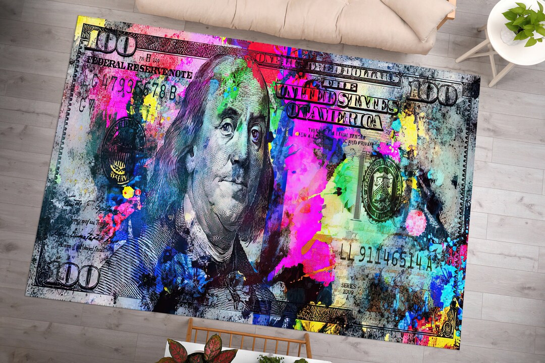 Money Stack Rug 100 Bill Cash Rugs, Colorful Money Rugs, Dollar Rug, Modern Rug, Salon ...