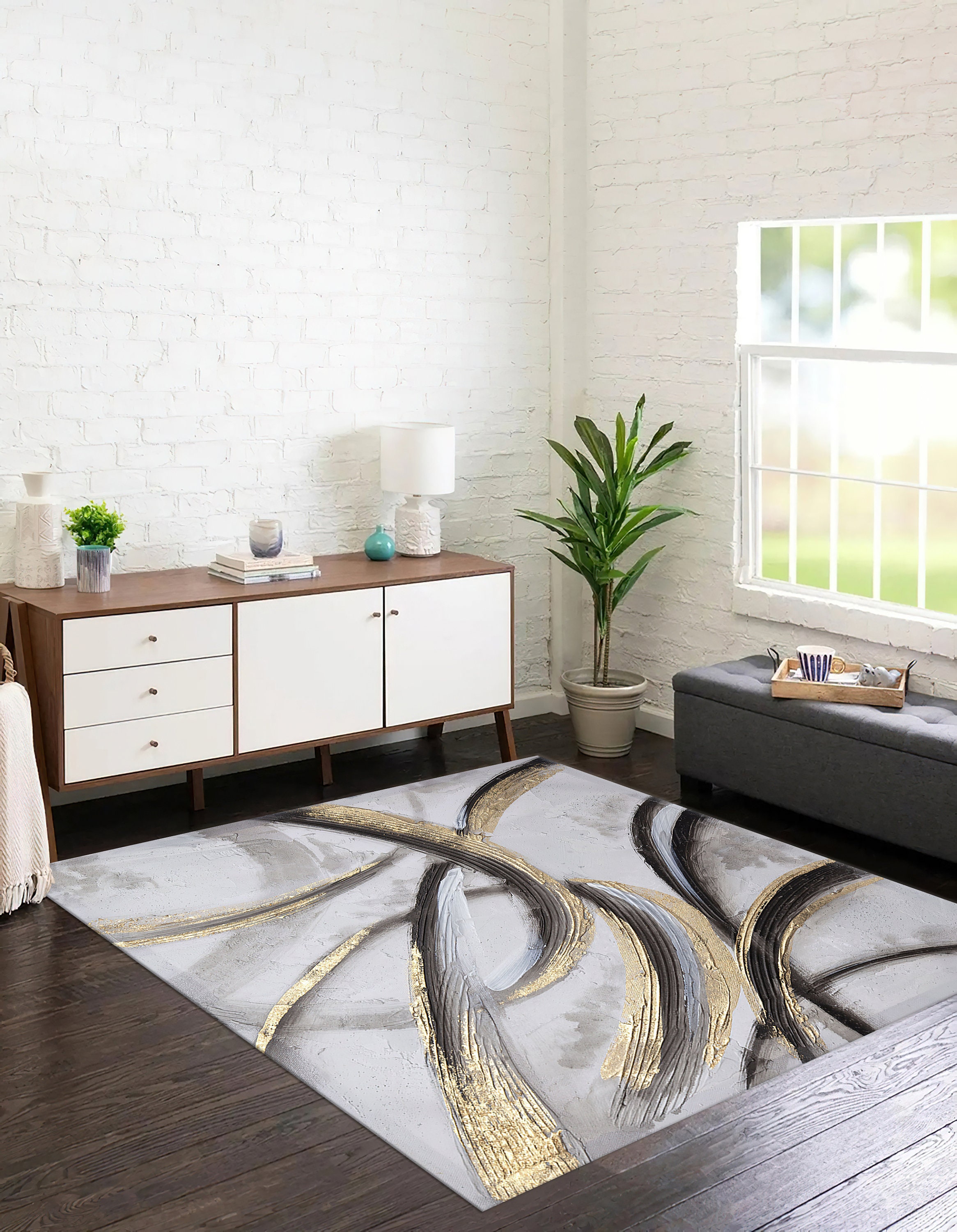 Modern Silver Rug Gold and Silver Rug, Modern Luxury Rugs, Gold Rug, Modern Rugs ...