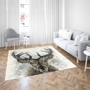 Deer Rugs, Loft Rug, Deer Lover Gift Rugs, Animal Rug, Front Door Rug, Salon Decor Rug, Area Rug, Dining Room Rug, Entry Rug, Office Rug,