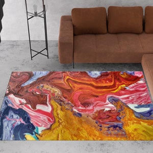 Colorful Abstract Rug, Vived Rug, Modern Rugs, Modern Rugs, Gift For Her, Step Rug, Gift For The Home, Pattern Rug, Dining Room Rug,