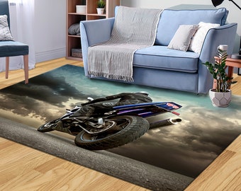 Motortapijt, tapijt bewolkt, motorrijderskleed, autotapijt, dun tapijt, cadeau voor haar, groot tapijt, keukentapijt, chenilletapijt, populair tapijt