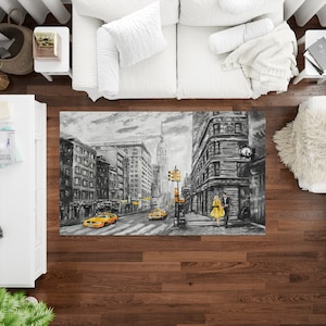 Straatbeeld van New York Tapijt, New York Tapijten, New York Landschapstapijten, Landschapskleed, Tapijt kantoorinrichting, Aangepast tapijt, Kleurrijk tapijt, Klein tapijt,