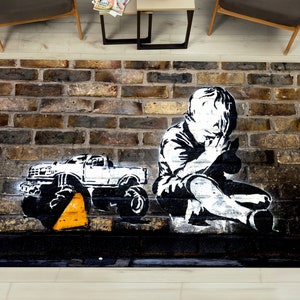 Banksy Praying Boy Rug, Graffiti Rugs, Street Rugs, Anti-Slip Carpet, Chenille Rug, Cool Rug, Easy To Clean Rug, Stair Rugs, Popular Rugs,