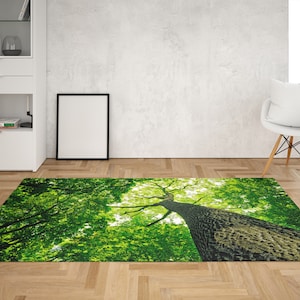 Green Leaf Tree Landscape Rug, Green Rug, Tree Rugs, Landscape Rugs, Outdoor Rug, Custom Rug, Terrace Rug, Large Rug, Modern Rug, Cool Rug,