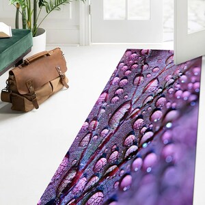 Purple Leaf and Water Drops Rugs, Leaf Rugs, Water Drops Rugs, Botanical Rugs, Office Rug, Car Mat, Kitchen Rug, Entryway Rug, image 6