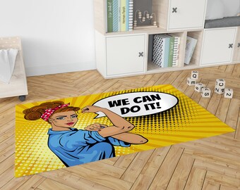 強い女性のパワーラグ、We Can Do It ラグ、ポップアートラグ