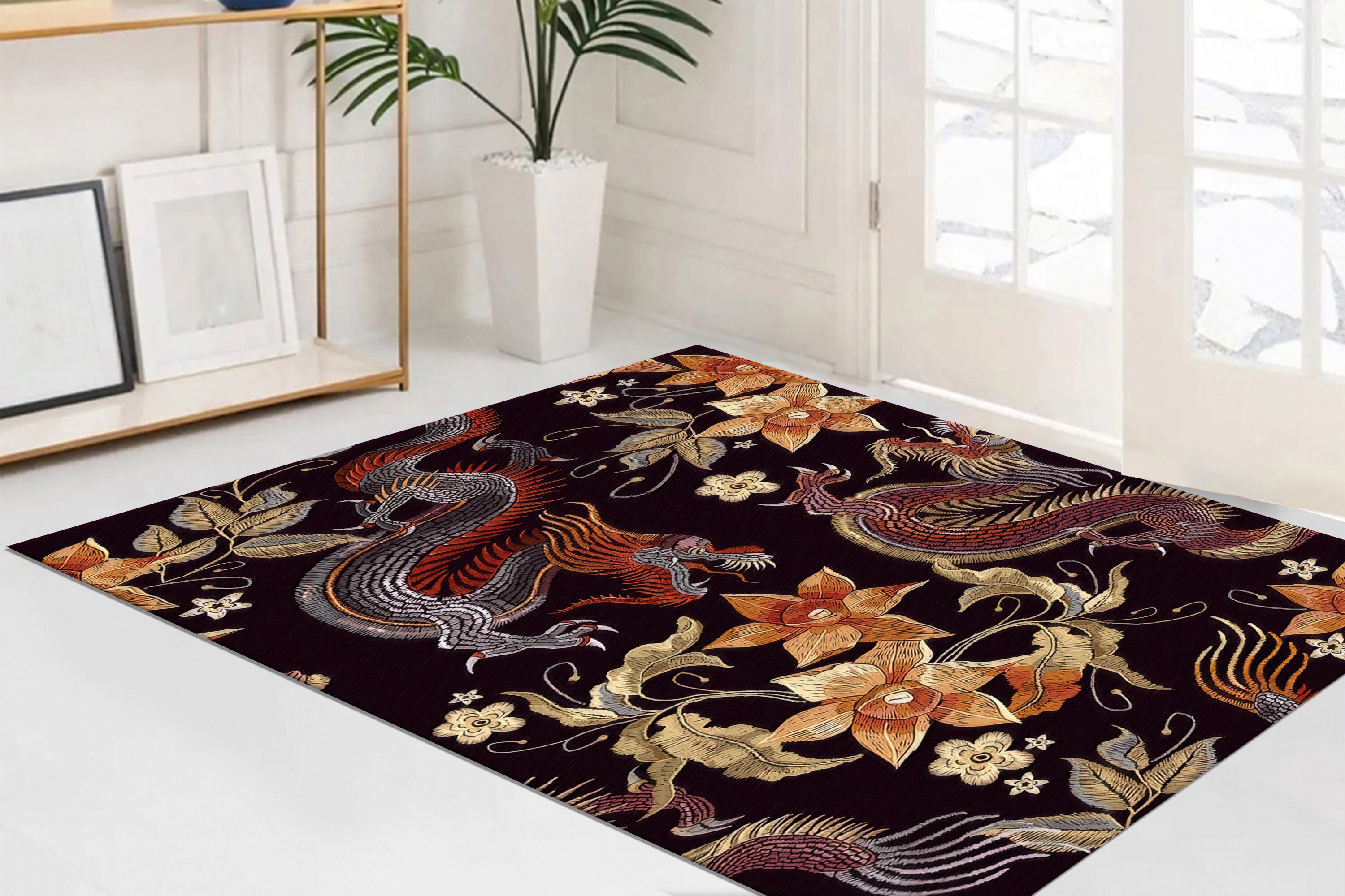 Asian Dragon Pattern Rug, Dragon Rug, Japanese Rug, Chinese Dragon Rugs ...