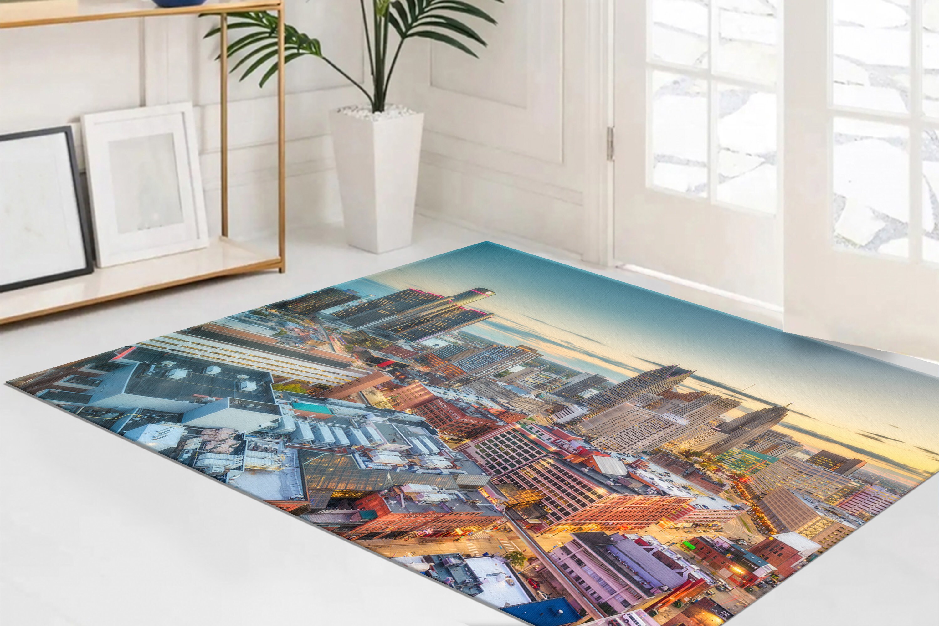 Michigan Rug Detroit Michigan Landscape Rug, City Landscape Rug, Office Rug, View ...