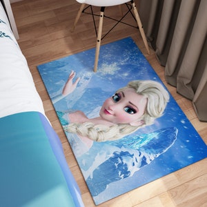 Frozen Theme Kids Rug | Ice Queen Printed Rug for Bedroom | Machine ...