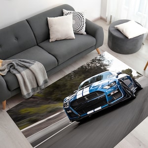 Ford Shelby Rug, Mustang Photo Rug, Ford Car Rug, Garage Rug, Door Mat, 3D Printed Rug, Gift For The Home, Anti-Slip Carpet, Stair Step Rug,