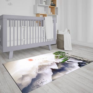 Mountain View Rugs, Japanese Rugs, Japanese Landscape Rugs, Landscape Rug, Non-Slip Carpet, Wall Hanging Rug, Thick Rug, Minimal Rug,