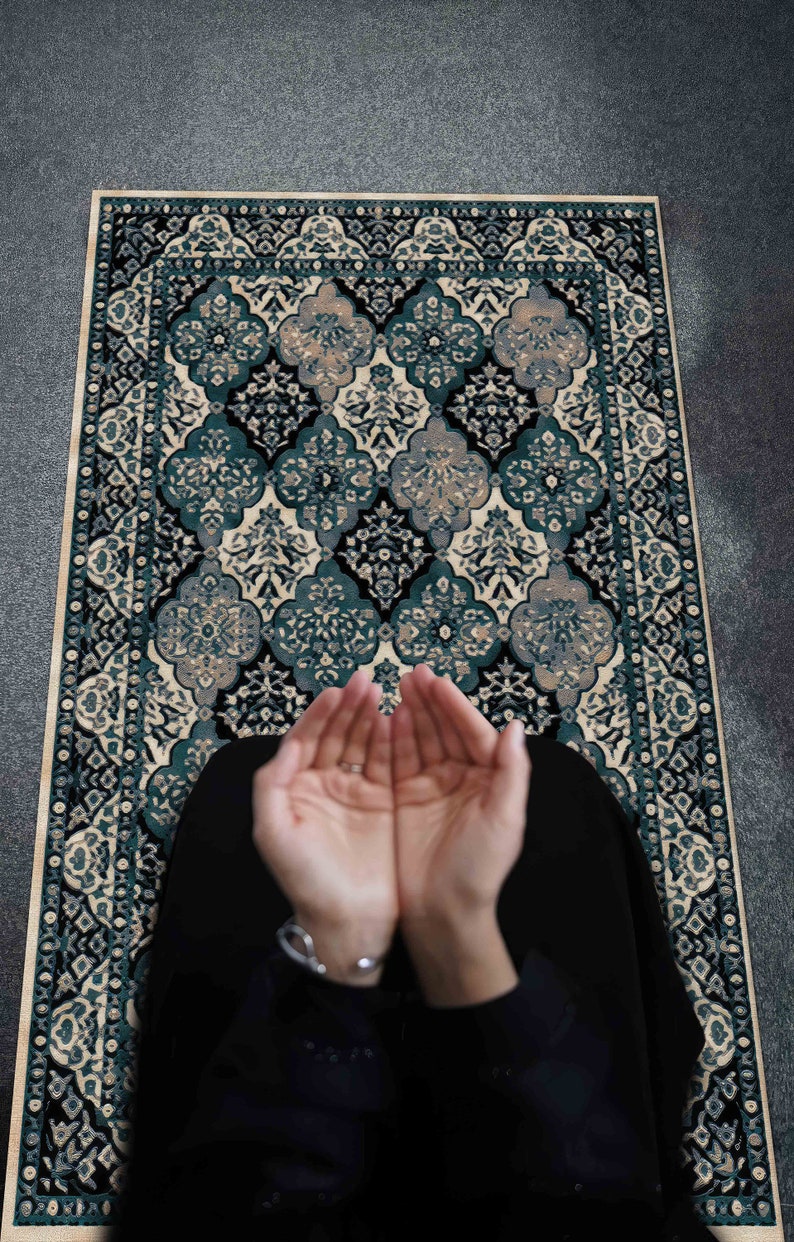 Blue Prayer Rug, Beige Prayer Rug, Worship Rug, Islamic Rug, Spiritual ...