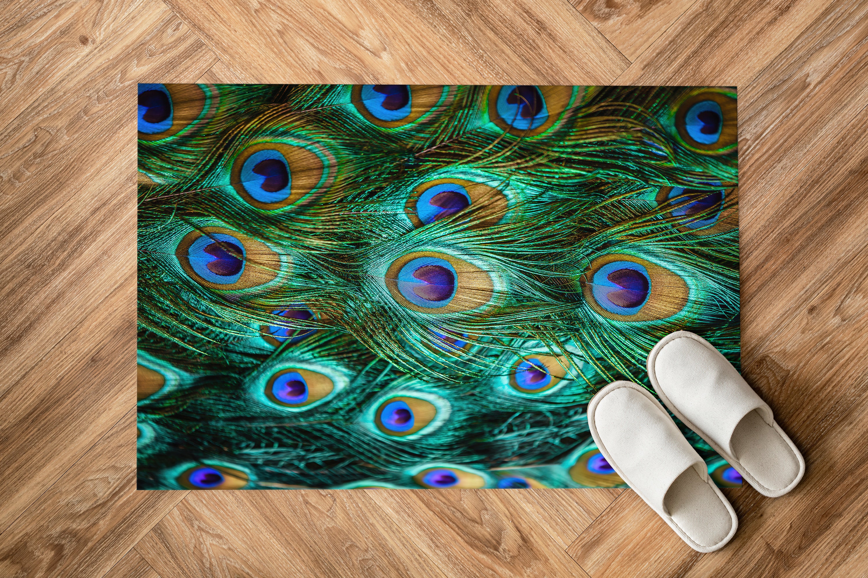 Feathered Rug Colorful Peacock Feather Rugs, Peacock Rug, Colorful Feather Rug ...