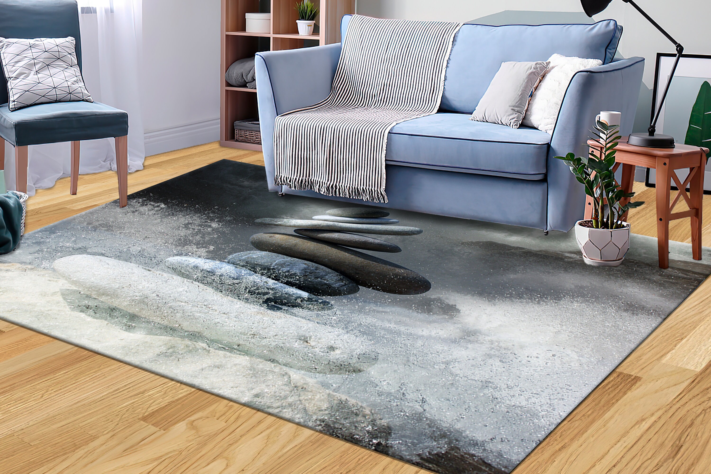 Water Print Rug Rocks and Water Rugs, Meditation Rugs, Rock Balance Rugs, Positive Rugs ...