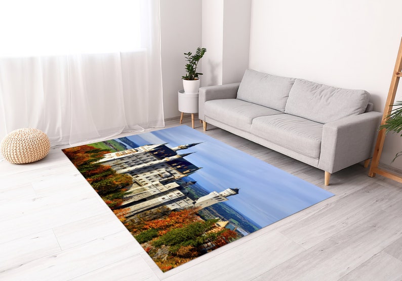 Castle Round Rug Neuschwanstein Rug, City Landscape Rugs, Castle Rug, Landscape Rugs ...