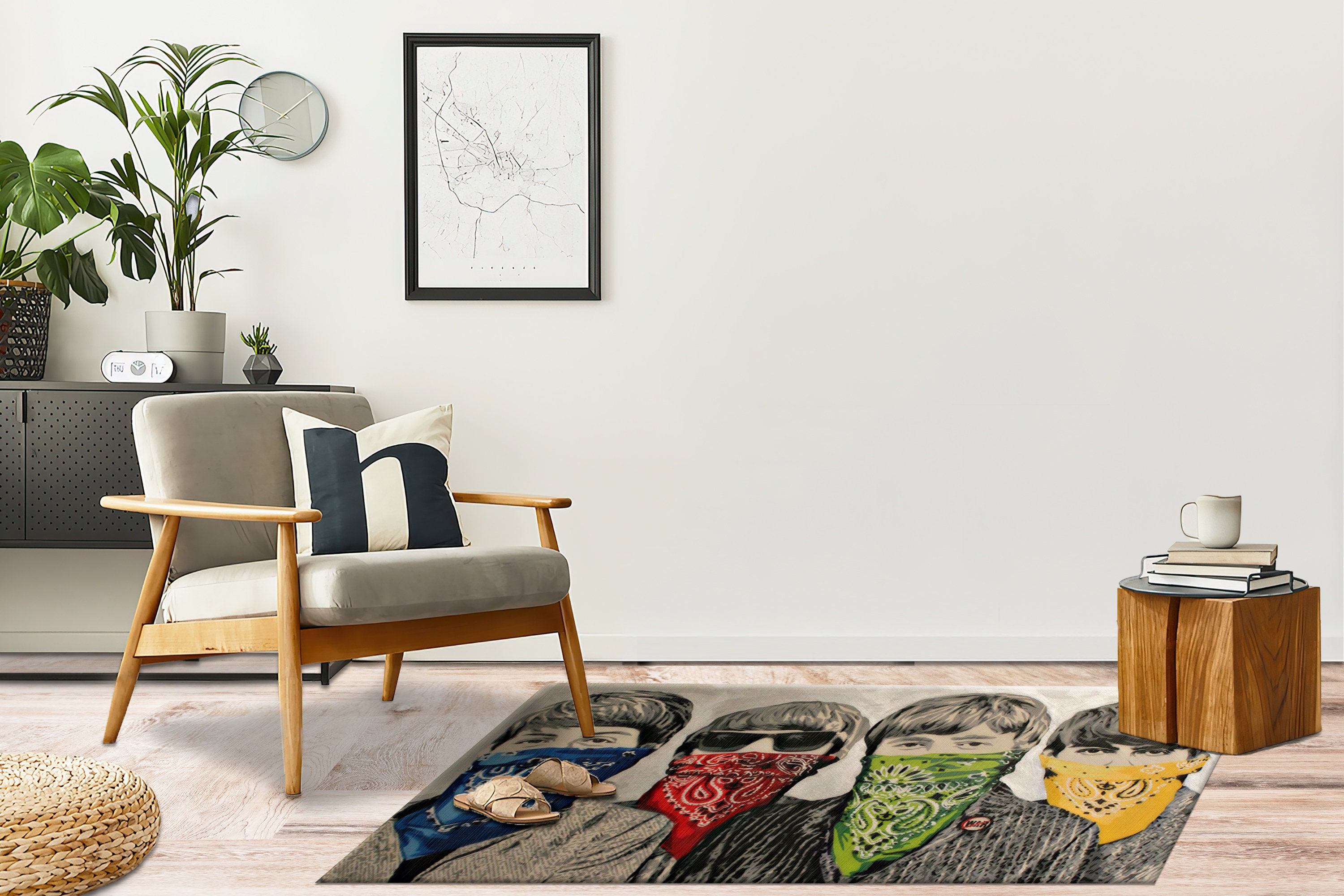 Banksy Beatles Rugs, Rock and Roll Rugs, Banksy Bandanas Rug, Painting ...