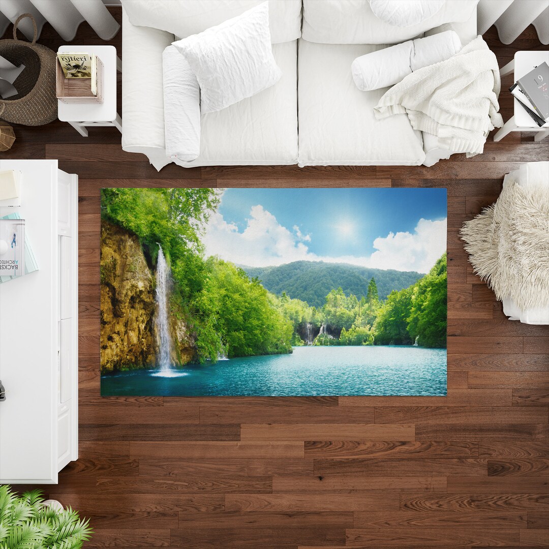 Waterfall View Rug, Forest Rugs, Forest View Rugs, Landscape Rugs ...