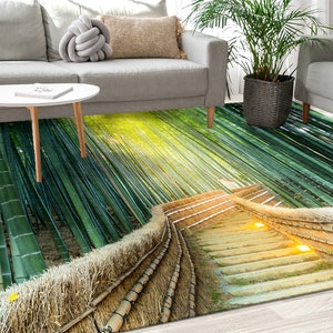Alfombra Bosque de Bambú, Alfombra Paisaje, Alfombra Kioto, Alfombra de Área, Regalo para Él, Alfombra Antideslizante, Alfombra para Dormitorio, Alfombra Lavable a Máquina, Alfombra Fácil de Limpiar, imagen 4