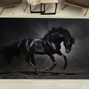 Black Horse Rugs, Horse Rugs, Horse Lover Gift Rug, Animal Rugs, Decorative Rug, Non Slip Rug, Saloon Rug, Front Door Rug, Step Rug,