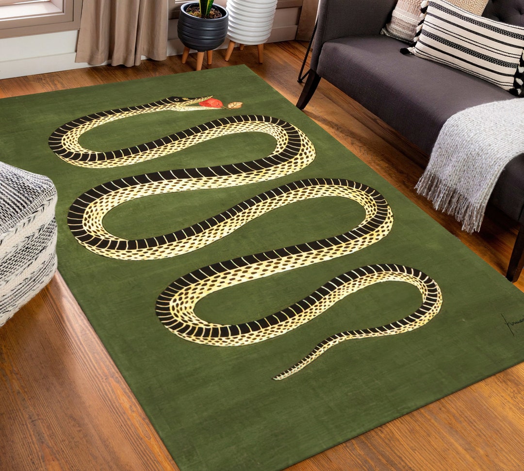 Snake Pattern Rug Rugs, Green Rug, Snake Rug, Animal Rugs, Home Decor