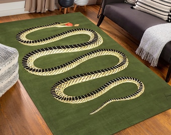 Snake Pattern Rug Rugs, Green Rug, Snake Rug, Animal Rugs, Home Decor Rug, Step Rug, Entryway Rug, Wedding Rug, Corridor Rug,