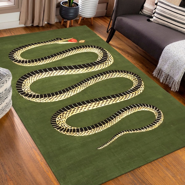 Yellow Snakeskin print Round Rug