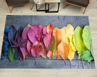 Autumn Colorful Leaves Rugs, Colorful Rug, Autumn Leaves Rugs, View Rug, Outdoor Rug, Cool Rug, Salon Decor Rug, Gift For Her, Luxury Rug,