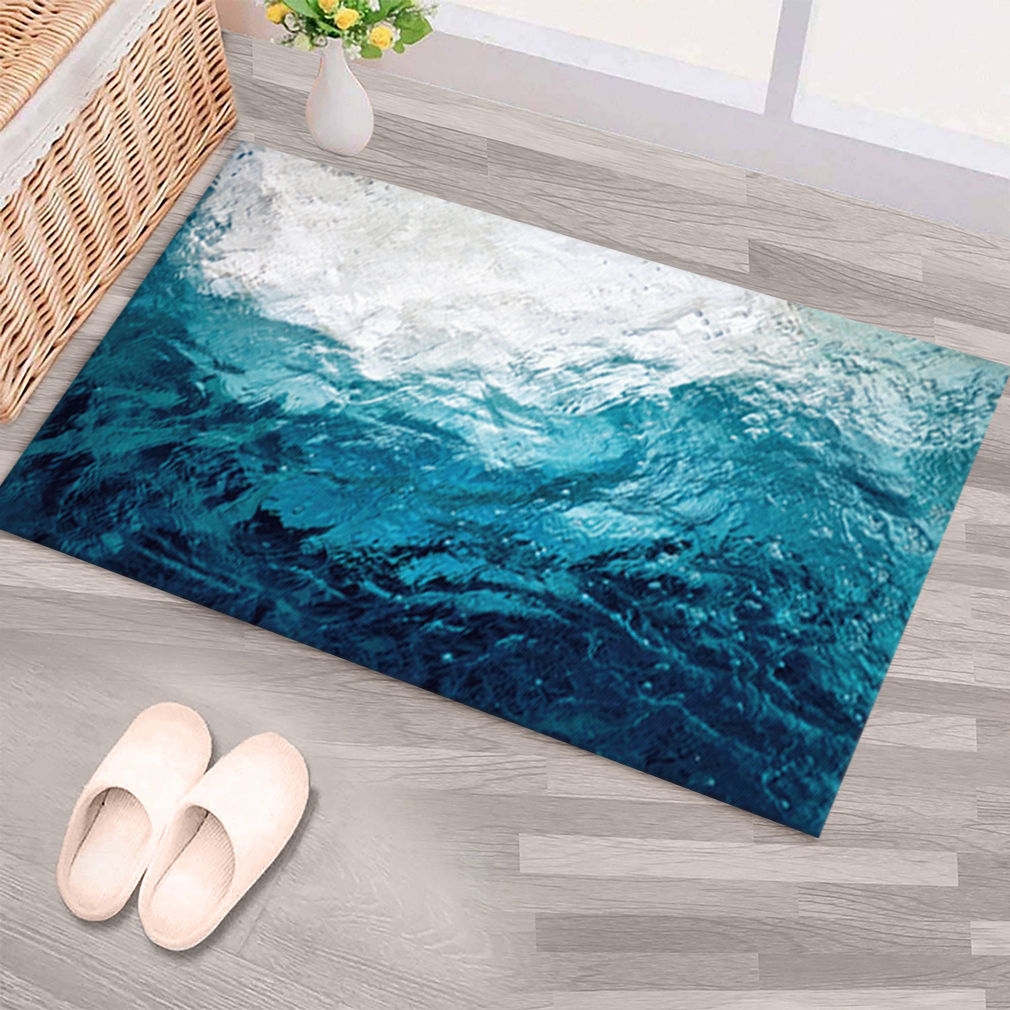 Water Rug Design Blue Tones Rugs, Blue Rug, Ocean Water Rugs, Landscape Rug, Customs Rug ...