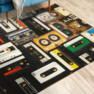 Retro Audio Cassette Rug, Audio Cassette Rugs, Vintage Cassette Rugs, Music Room Rug, Indoor Rug, Soft Rug, Cool Rug, Personalized Gifts, image 2