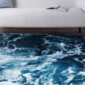 Ocean Waves Chenille Rug, Coastal Home Decor image 3