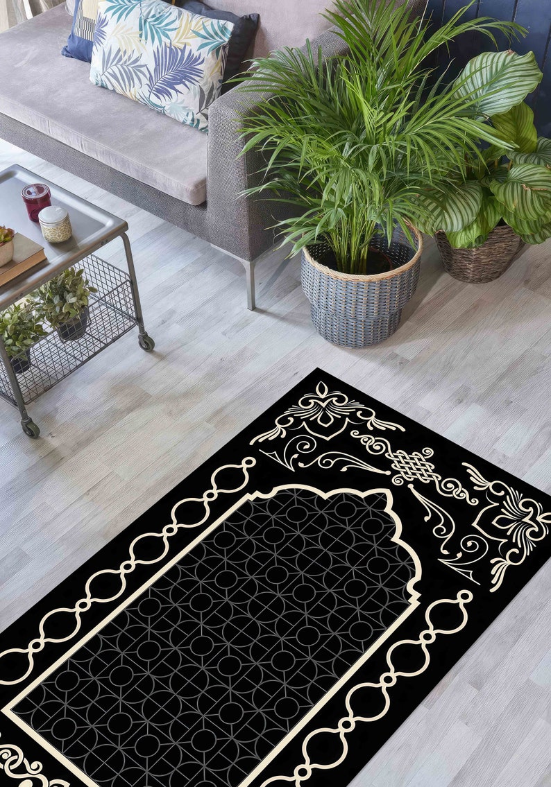 Black Prayer Rugs, Custom Prayer Rugs, Black Prayer, Muslim Home Gift ...