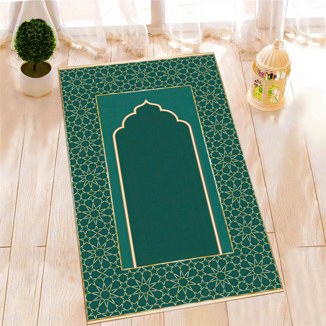 Green Prayer, Gold Prayer Rug, Worship Rug, Prayer Rugs, Muslim Rugs ...