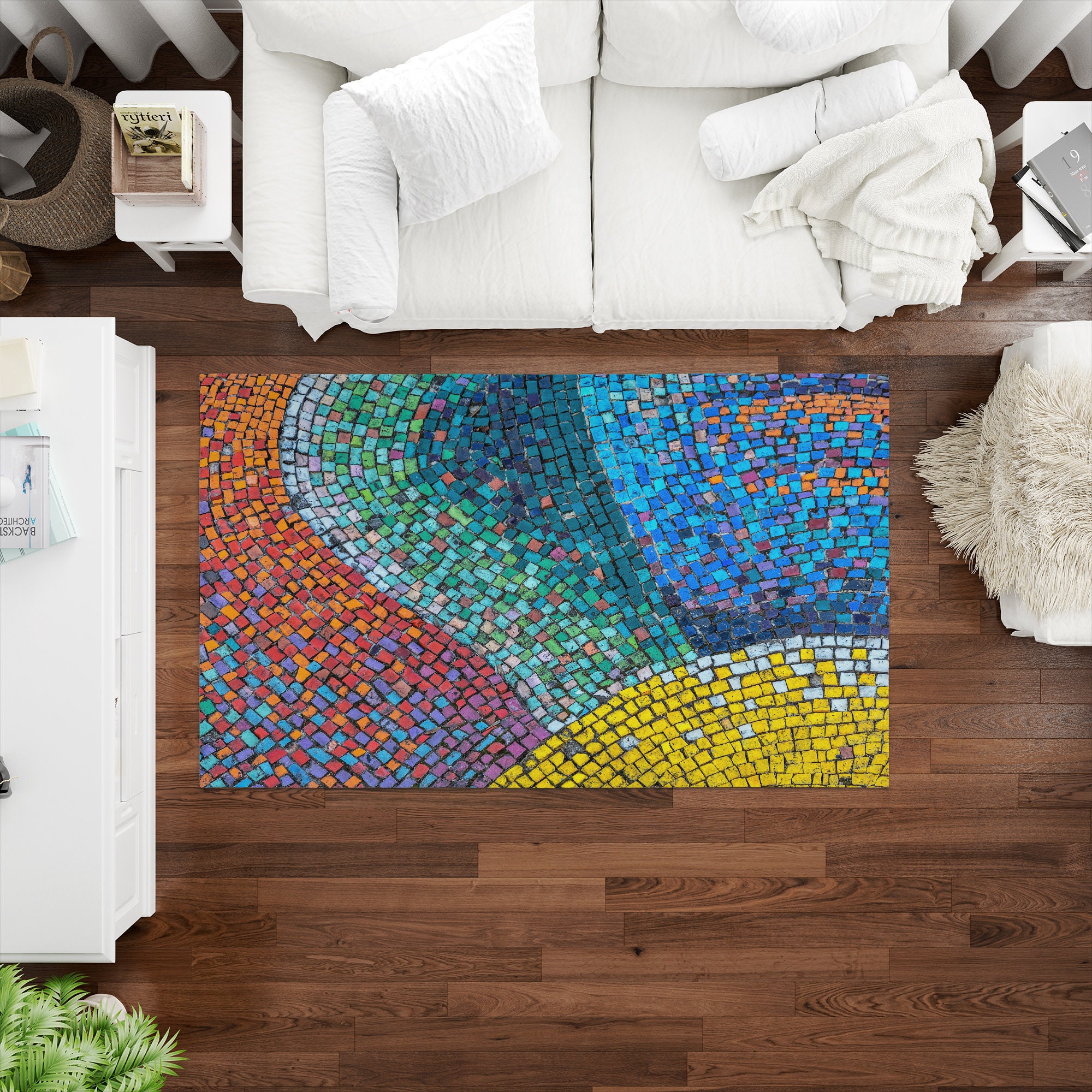 Welcome Rug Patterns Colorful Mosaic Rug, Welcome Rugs, Colorful Rugs, Modern Rug, Easy to ...