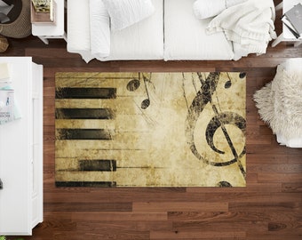 Treble Clef Rug, Trendy Rugs, Notes Rugs, Music Rug, Gift For Him, Pet Friendly Rug, Brown Rug, Entryway Rug, Area Rug, Large Rug, Cool Rug,