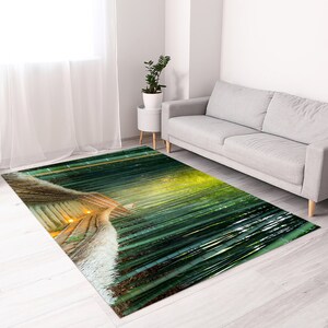 Alfombra Bosque de Bambú, Alfombra Paisaje, Alfombra Kioto, Alfombra de Área, Regalo para Él, Alfombra Antideslizante, Alfombra para Dormitorio, Alfombra Lavable a Máquina, Alfombra Fácil de Limpiar, imagen 7