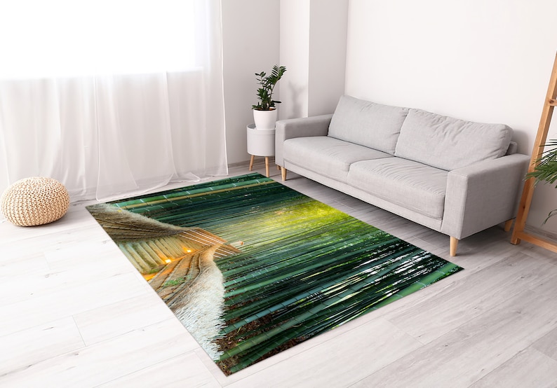Alfombra Bosque de Bambú, Alfombra Paisaje, Alfombra Kioto, Alfombra de Área, Regalo para Él, Alfombra Antideslizante, Alfombra para Dormitorio, Alfombra Lavable a Máquina, Alfombra Fácil de Limpiar, imagen 7