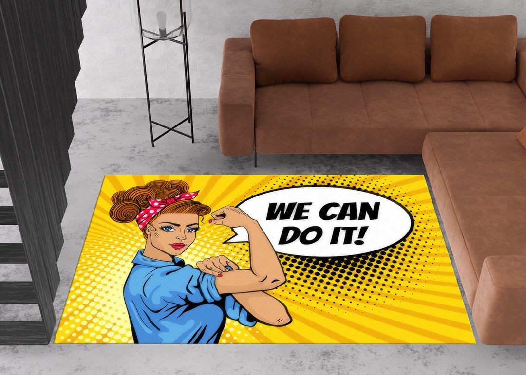 Strong Woman Power Rugs, We Can Do It Rug, Pop Art Rug, Inspirational ...