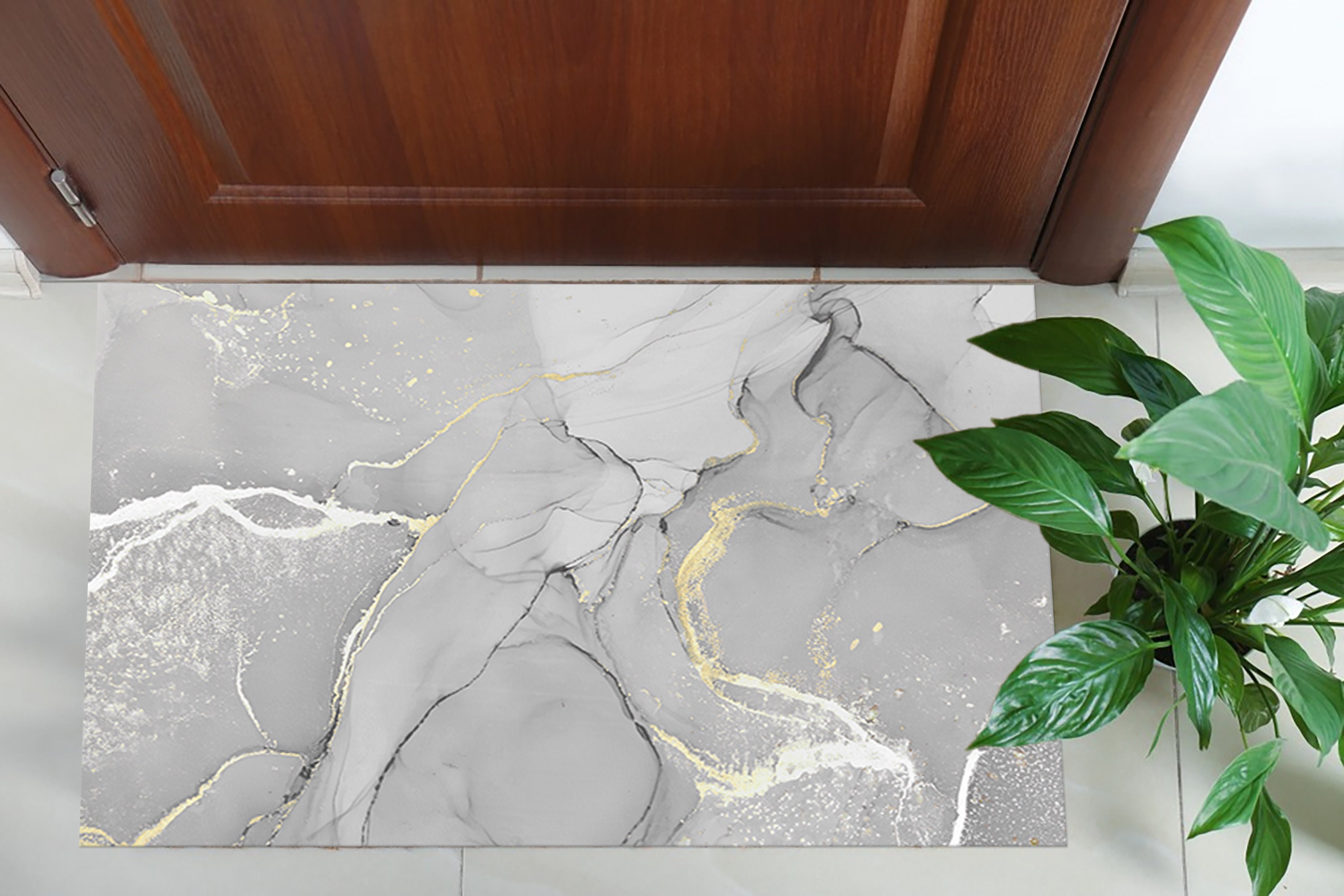 Gray and Gold Marble Rug Modern Marble Rugs Gold Marble Etsy