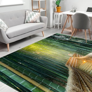 Alfombra Bosque de Bambú, Alfombra Paisaje, Alfombra Kioto, Alfombra de Área, Regalo para Él, Alfombra Antideslizante, Alfombra para Dormitorio, Alfombra Lavable a Máquina, Alfombra Fácil de Limpiar, imagen 5