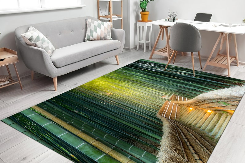 Alfombra Bosque de Bambú, Alfombra Paisaje, Alfombra Kioto, Alfombra de Área, Regalo para Él, Alfombra Antideslizante, Alfombra para Dormitorio, Alfombra Lavable a Máquina, Alfombra Fácil de Limpiar, imagen 5
